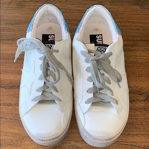 White & Blue Sneakers